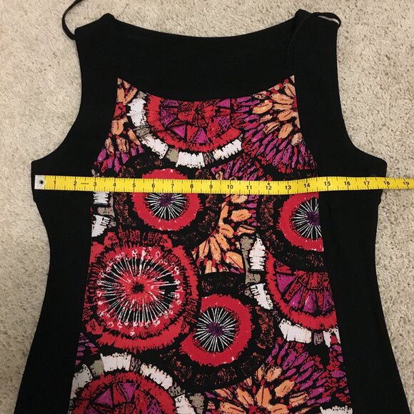 Canadian Clientele Abstract Floral Bohemian Black Trim Mini Dress - Picture 13 of 16